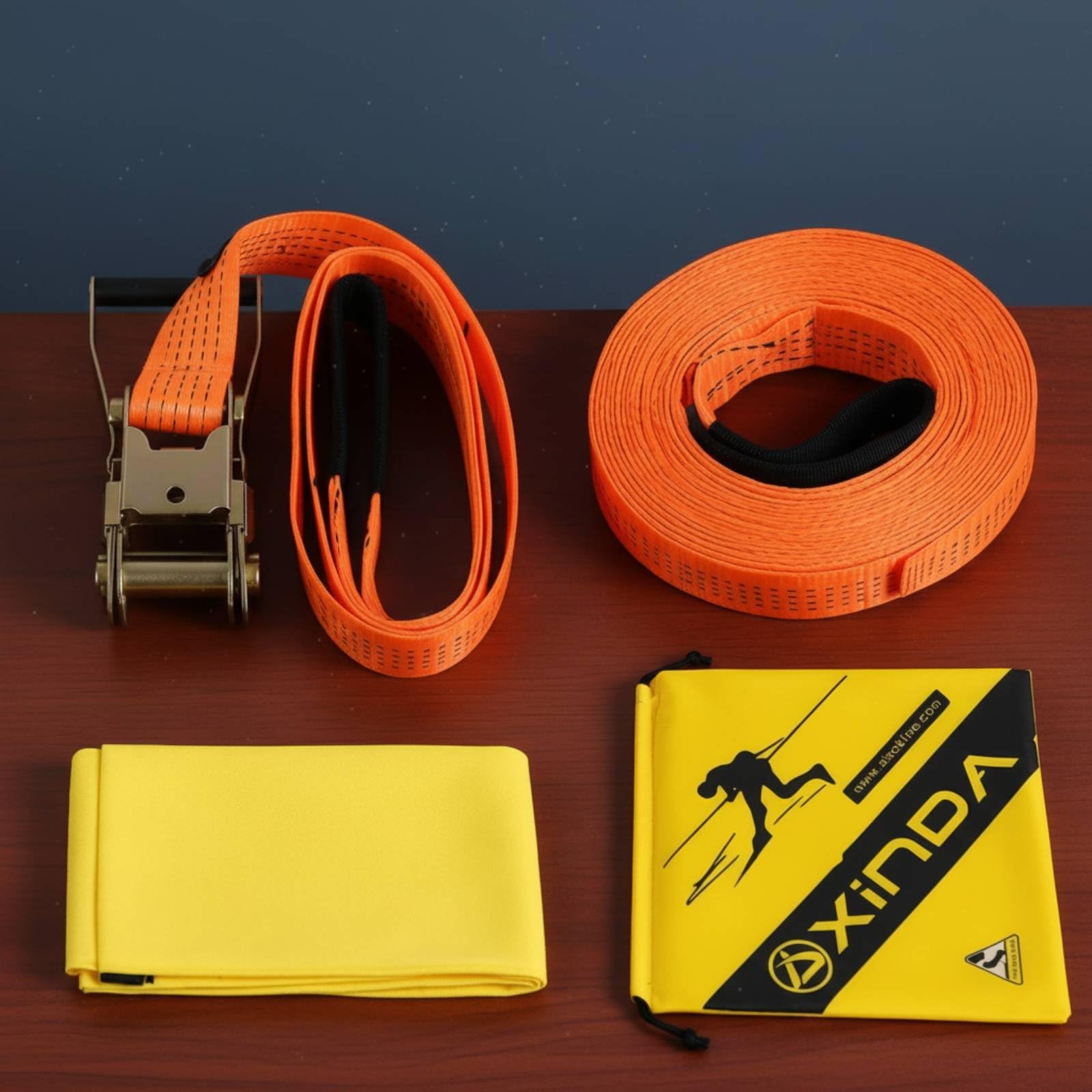 Slackline Facile da Usare Kit Slackline Resistente Attrezzatura Sportiva per Bambini, Parco, Giardino, 15m
