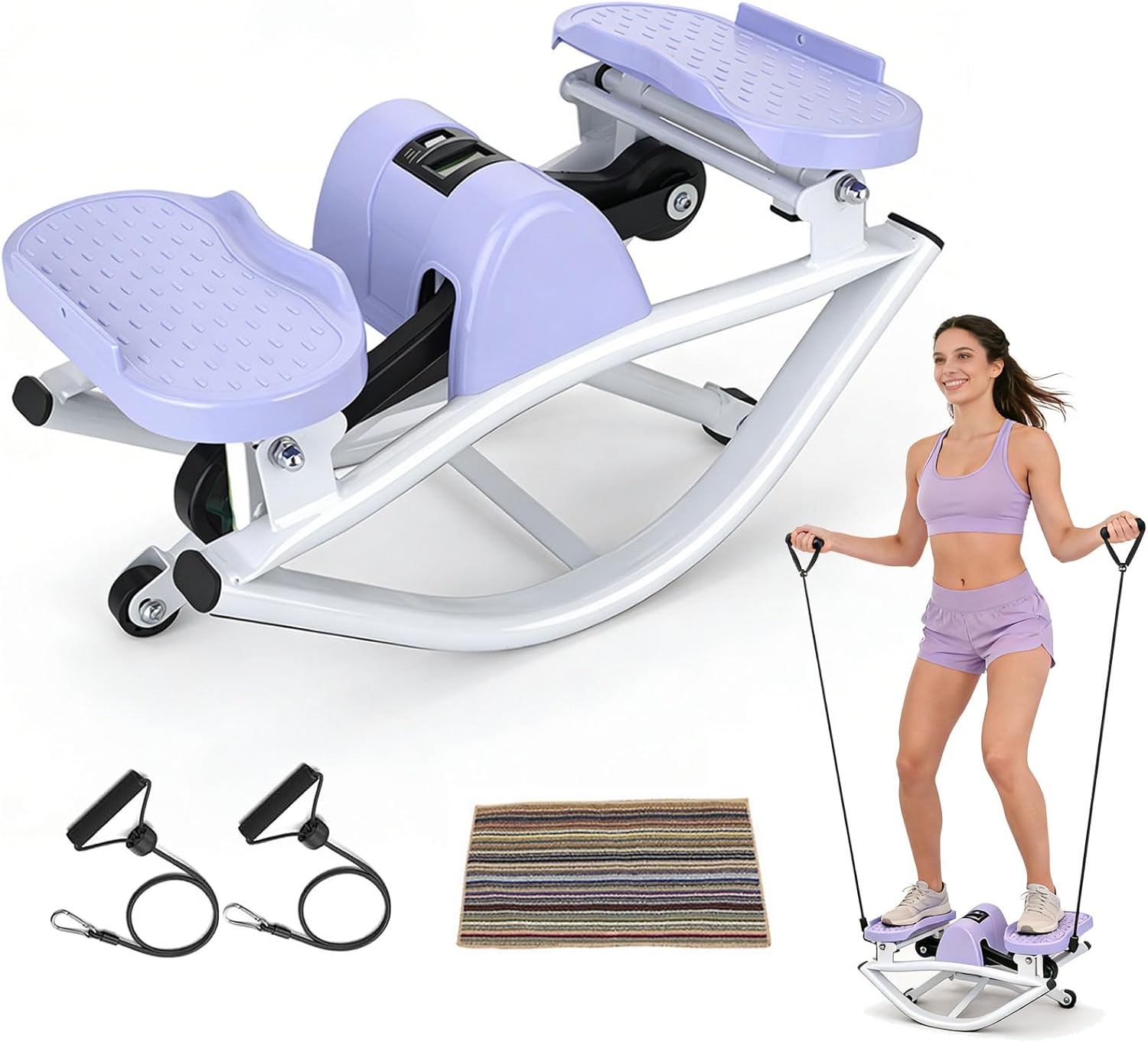 Rock Stepper Side to Side Portable Lateral Rocking Stepper with Digital Display and Non-Slip Mat Mini Steppers for Exercise at Home