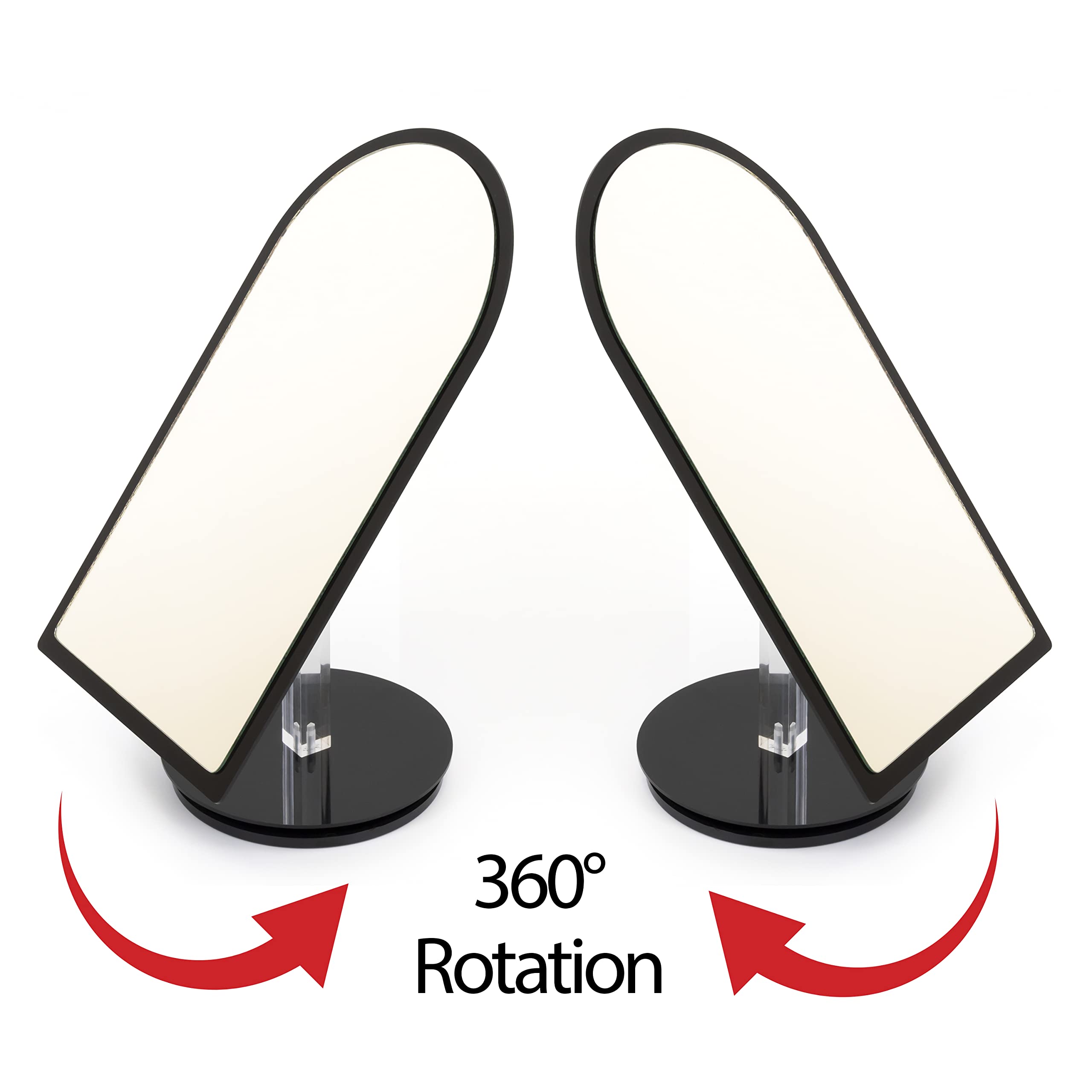 Large Adjustable-Angle 360 Degree Rotating Counter-top Acrylic Mirror with High-End Black Frame, Reflection Area 12