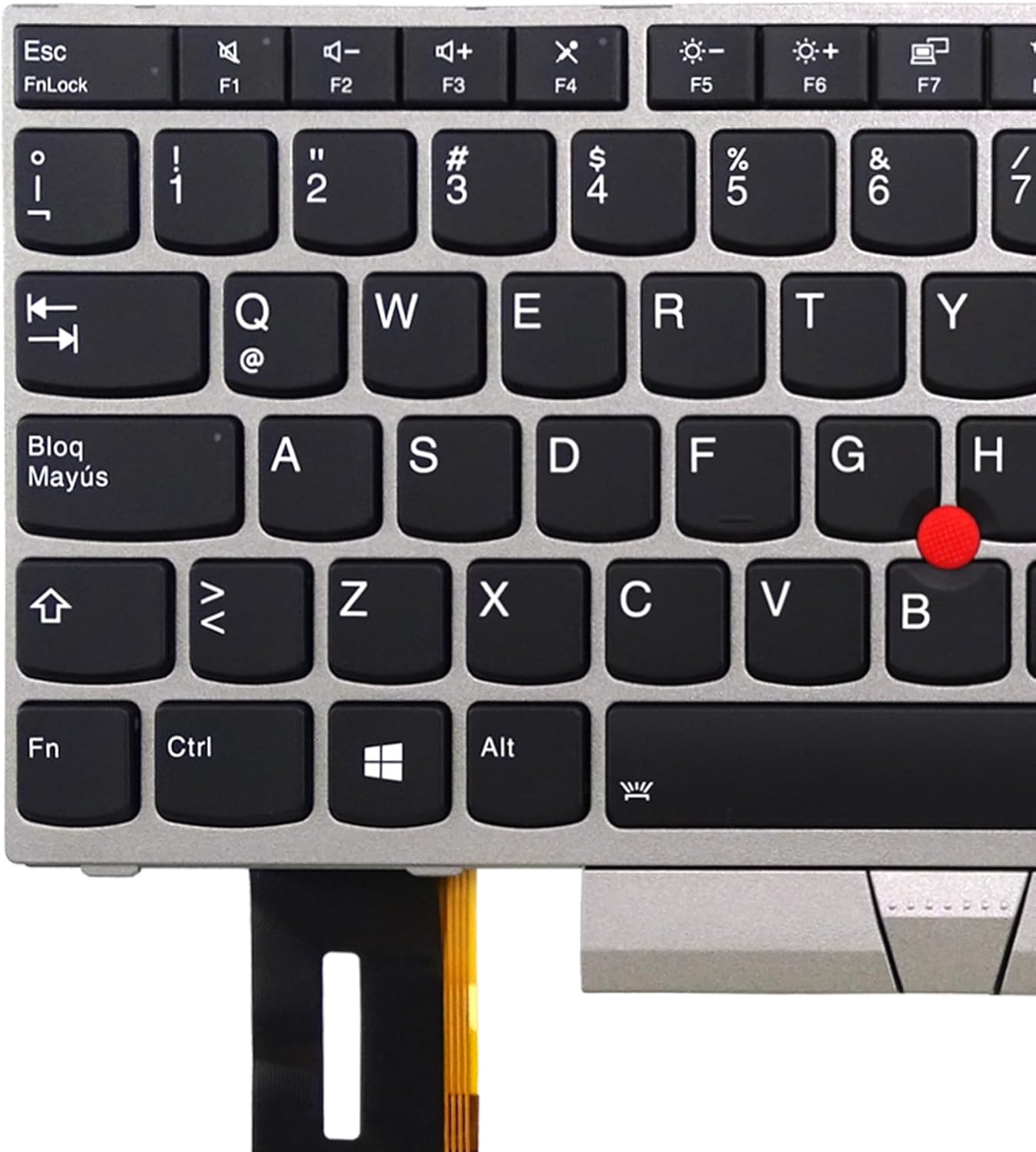 Silver Replacement Keyboard with Backlit for Lenovo Thinkpad E480 E485 T480S T490 T495 L380 L390 L480 E490 E495 R480 R490 S2 3rd Gen S2 2nd Gen S2 4th Gen S2 5TH Gen(Latinoamérica Español)