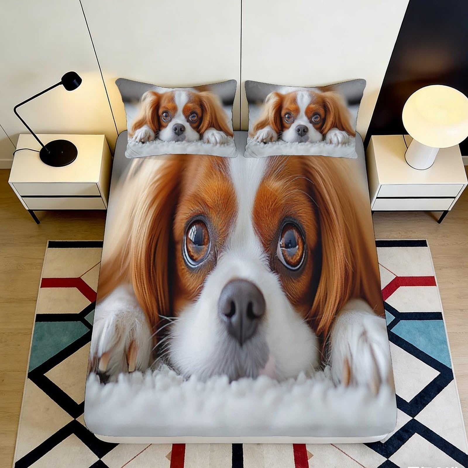 Wtorimpel Style-7 3D Printed Dog Pattern Fitted Sheet Microfiber Deep Pocket Non-Slip Bedroom Set Dog Mattress Fitted Cover For Adults Teens 90X200x25cm