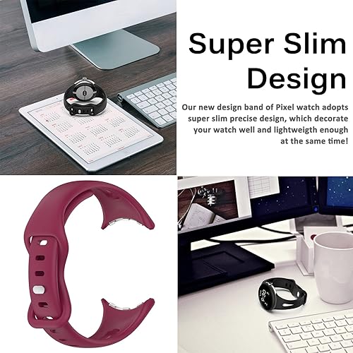 Miniatura 5 de Miimall Correa de reloj compatible con Google Pixel, pulsera deportiva de silicona suave para mujeres y hombres, correa de repuesto delgada ligera y