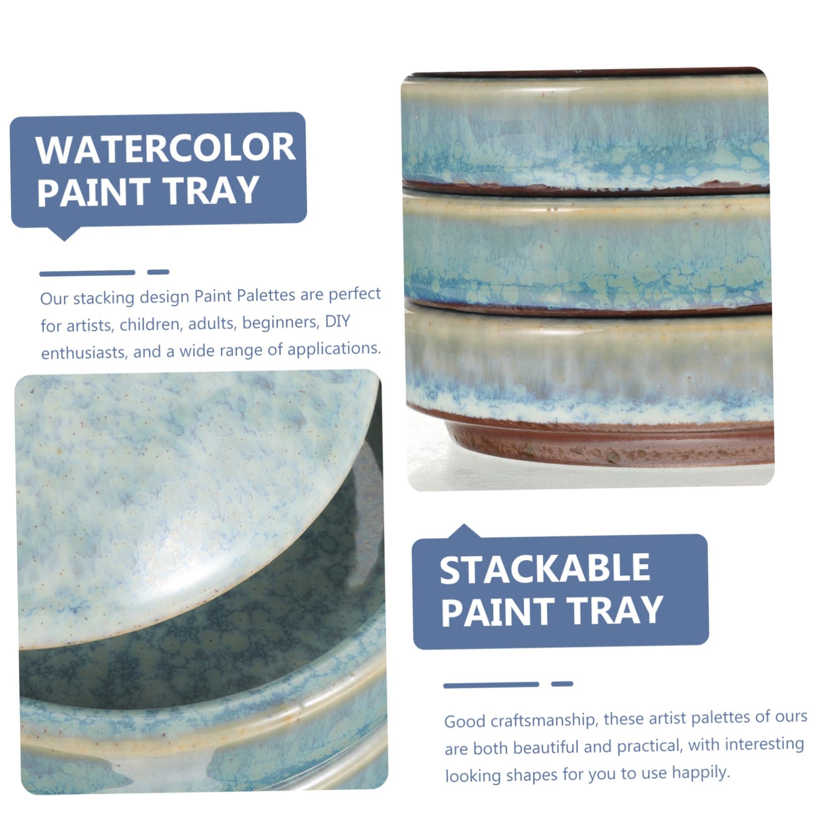 Palette en Céramique à 5 Couches Couvercle, Plaque de Mélange pour Aquarelle et Gouache, Empilable et Facile à Utiliser pour Artistes et Garçon et Filles