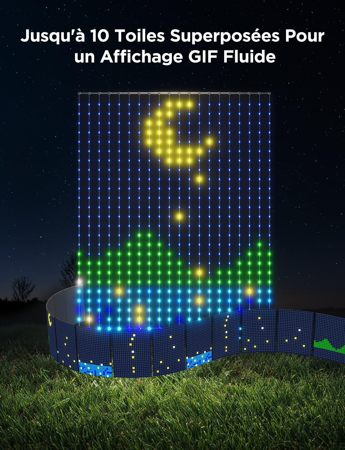 Govee Curtain Lights 1,5x2m, Rideau LED Intelligent, 520 LEDs, IP65 | Compatible avec Alexa, GIF DIY, Étanche IP65, Décoration de Noël, Contrôle par App, Couleurs RGBIC