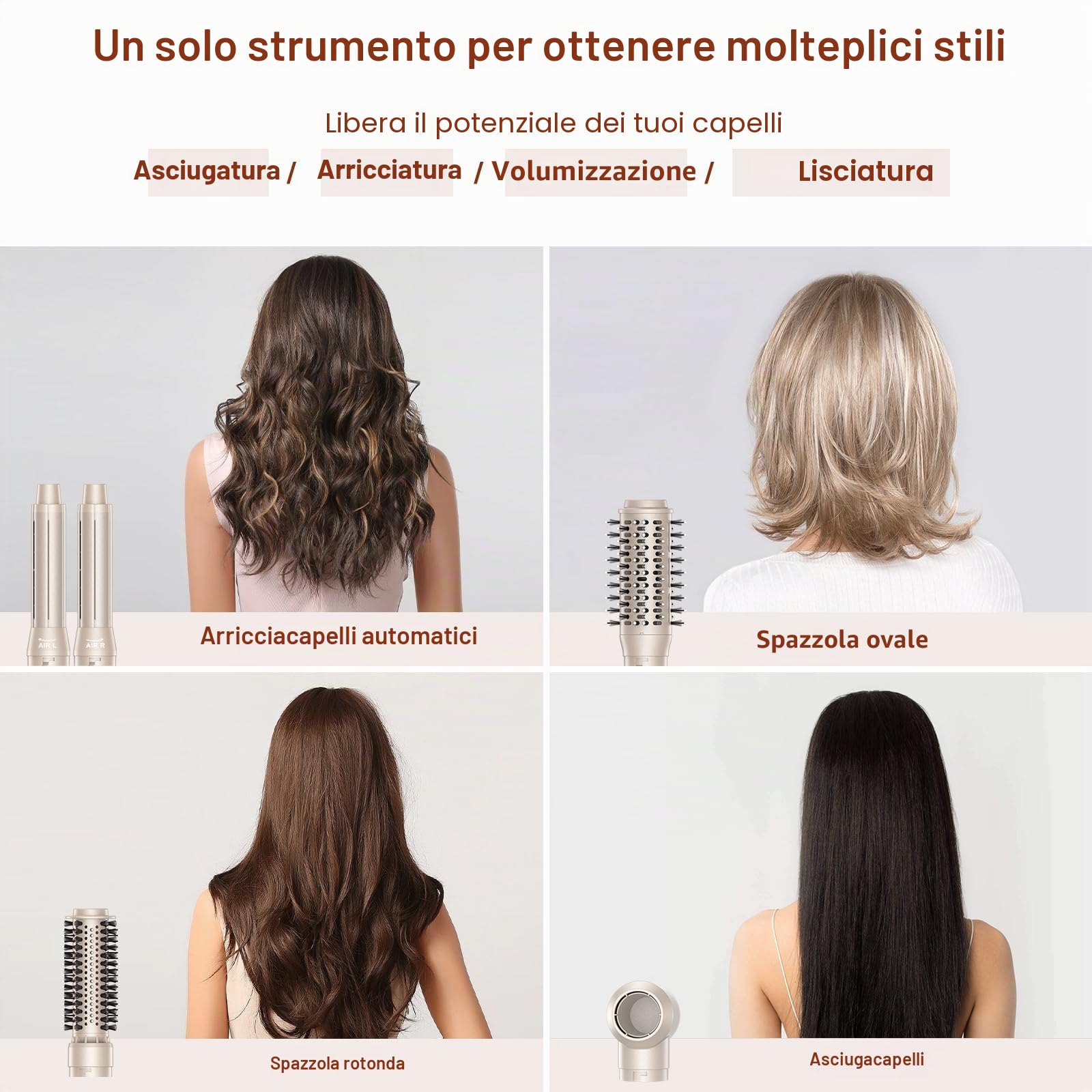 MESCOMB Air Styler e Spazzola Asciugacapelli ad Alta Velocità 5 in 1 - Multi Styler con Arricciacapelli Automatico, Volumizzante e Lisciante, Asciugacapelli Rapido Ionica da 110.000 RPM