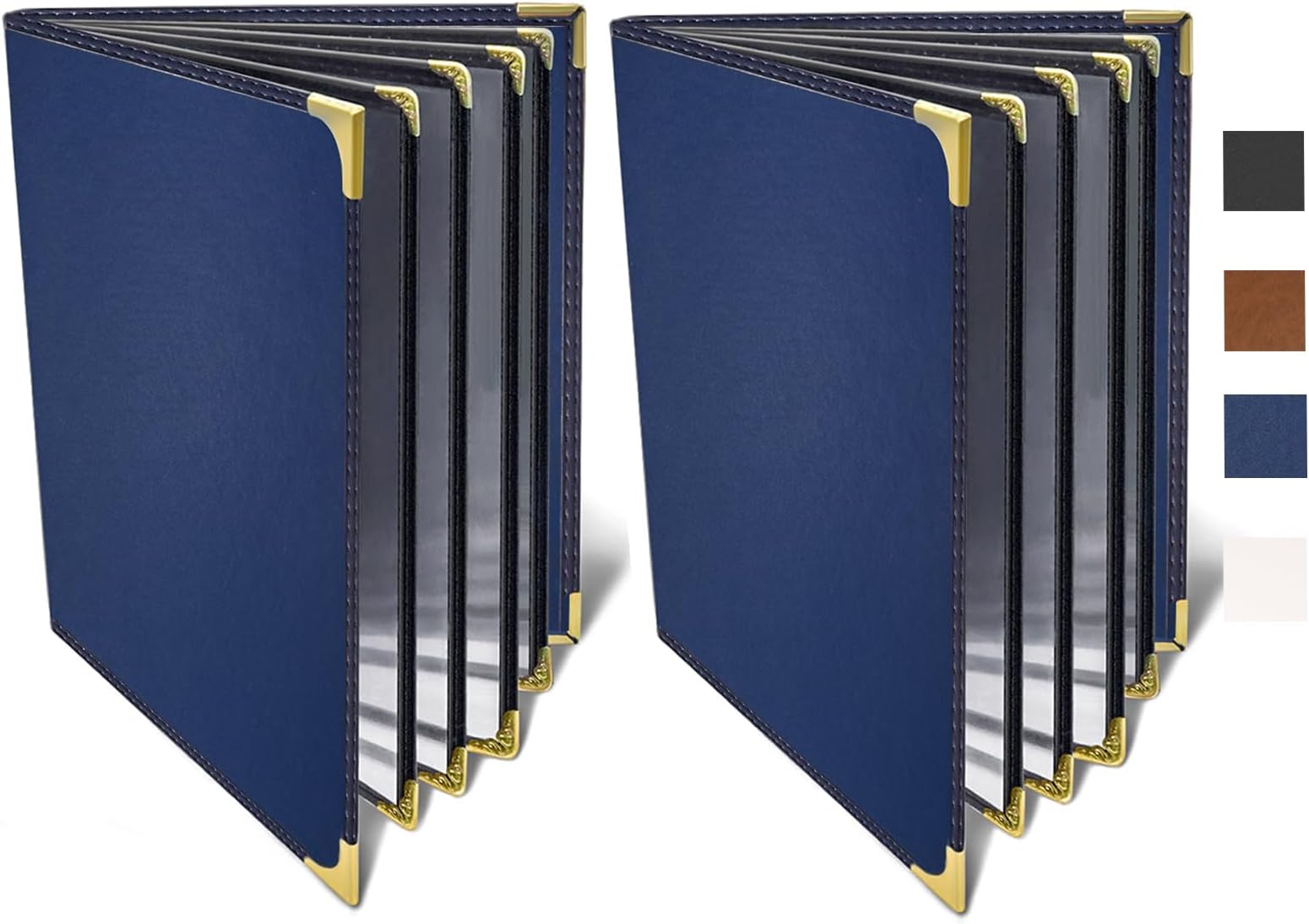 Premium Leather Restaurant Menu Covers 8.5x11 Inch (Set of 2), 4 Page 8 View, Elegant Durable Menu Holder for Upscale Dining, Restaurants, Hotels & Events