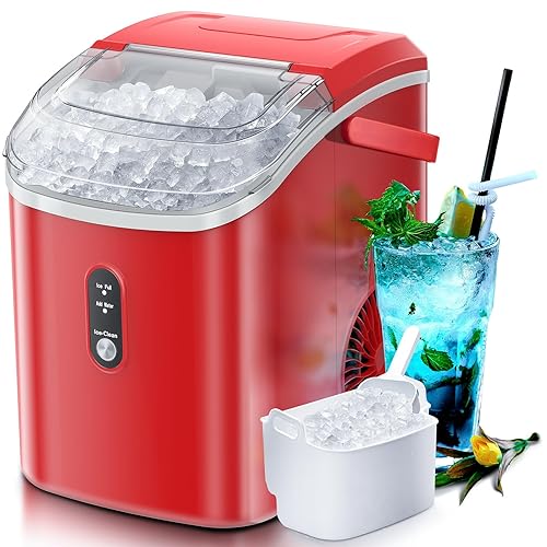 Nugget - Máquina de hielo para encimera con hielo masticable suave, automática de 34 libras en 24 horas, máquina de hielo portátil de guijarros con