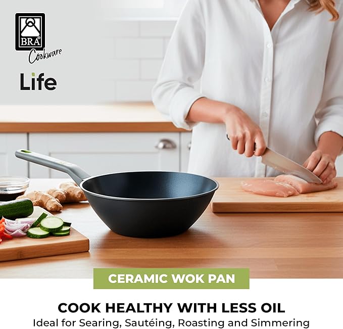 Wok antiadherente de cerámica BRA 11 pulgadas 6.6 cuartos miniatura 4