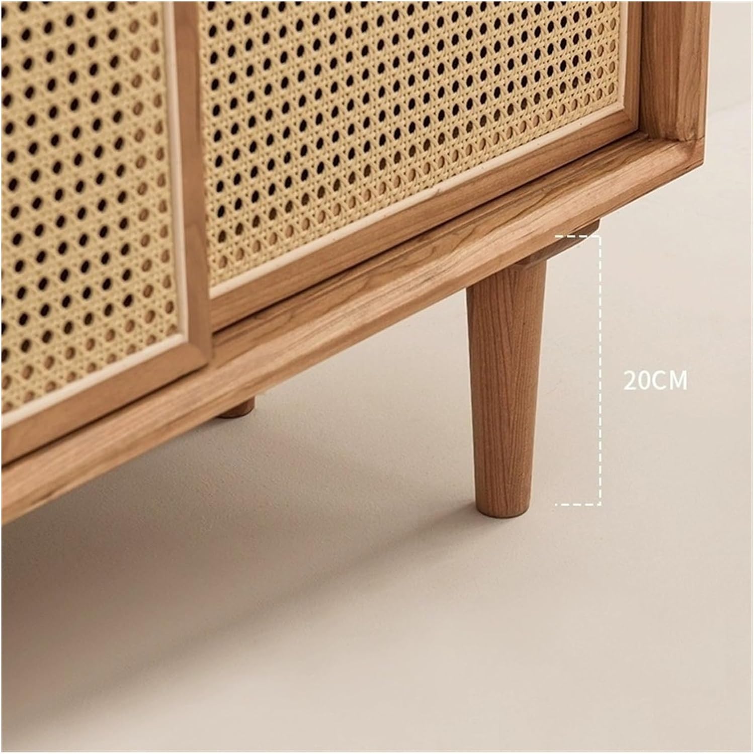 Kitchen Rattan Dining Sideboard Household Living Room Multifunctional Storage Cabinet Flat Push Door Solid Wood Pantry Buffet Cabinet