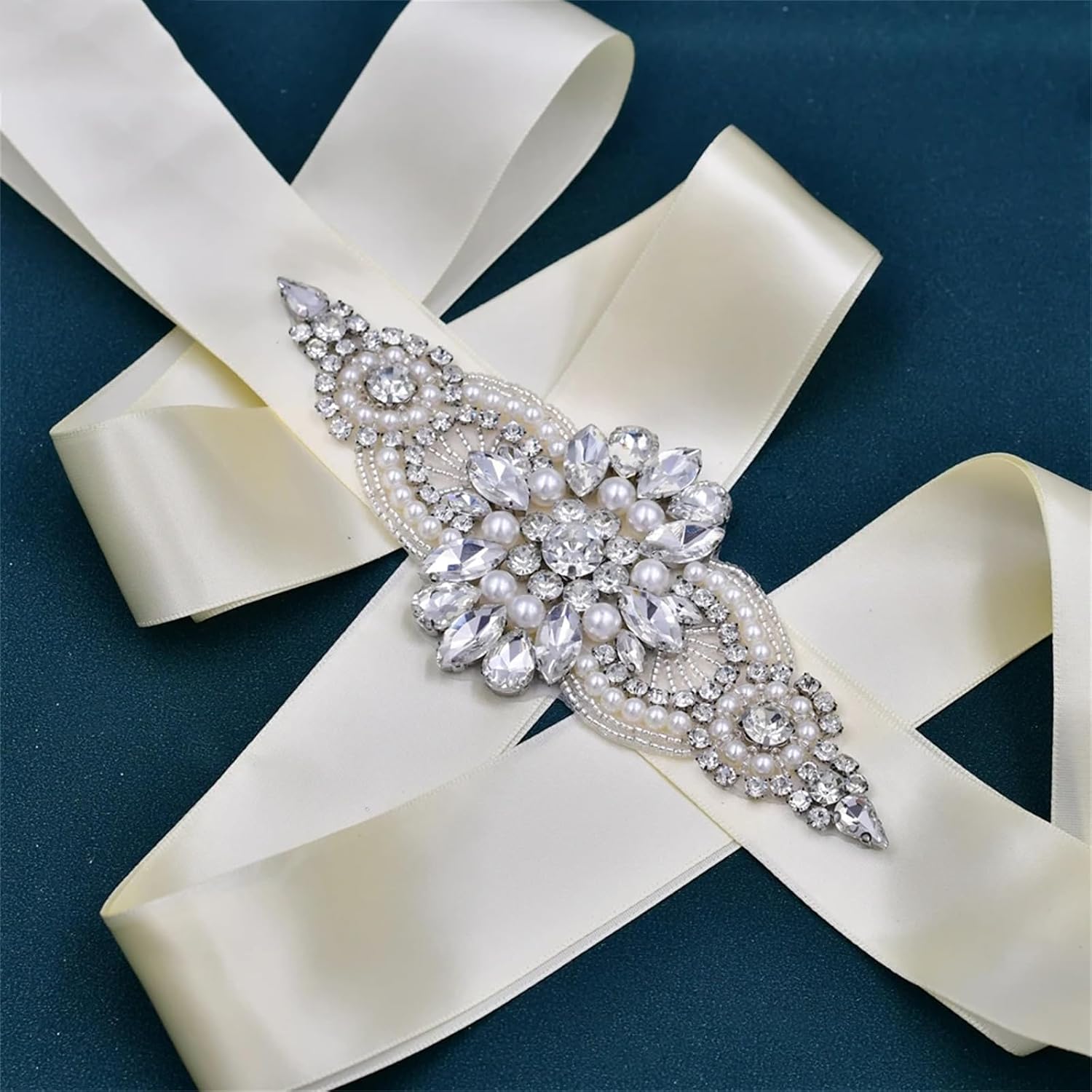 Women’S Handmade Bridal Dress Belt With Rhinestone Diamond And Pearl Decoration For Formal Gown And Bridesmaid Sash