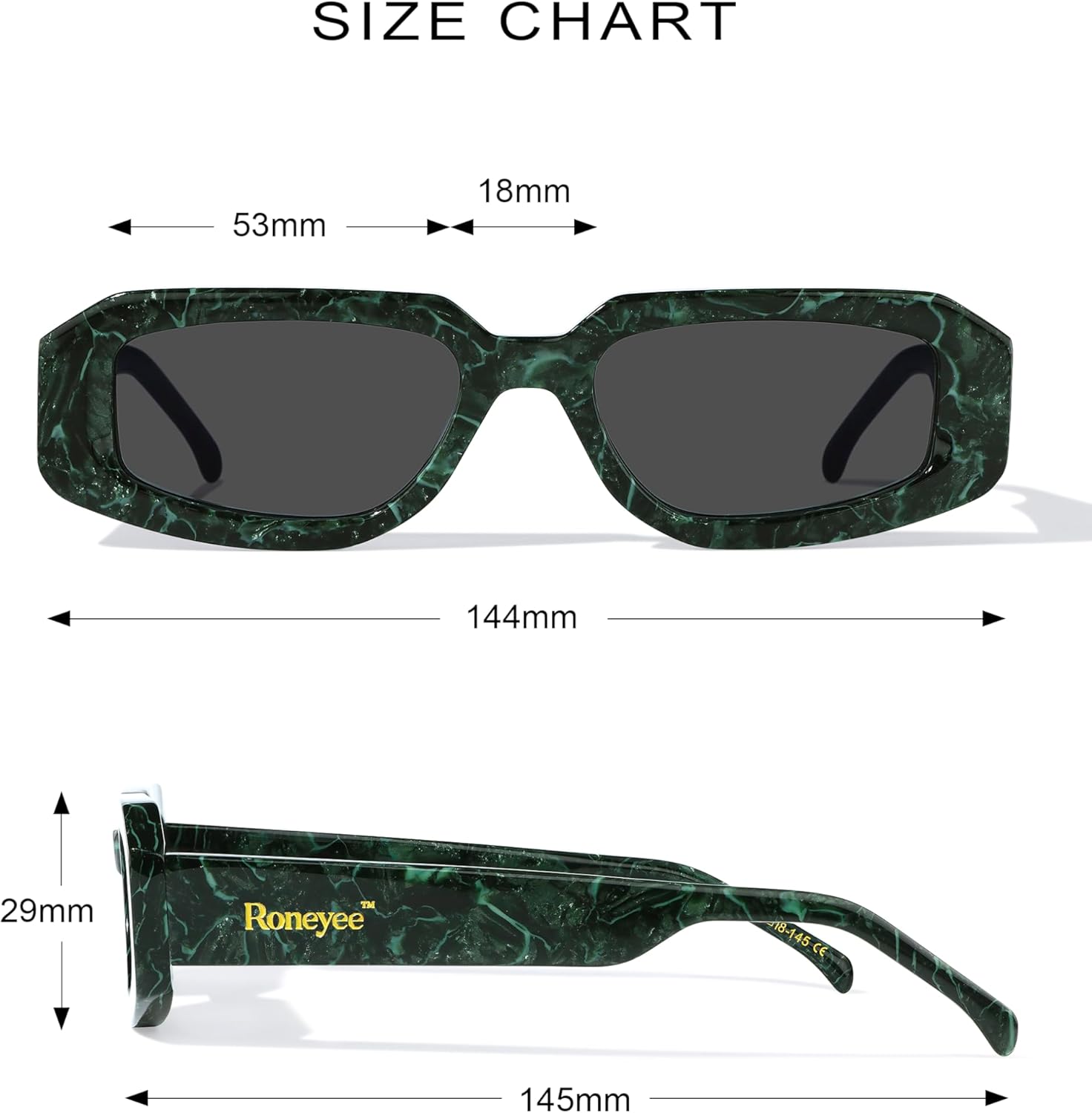 Non Polarized Acetate Sunglasses RY-A28 Frame with UV Protection Impact Resistant Nylon Lens Retro Unisex - Image 7