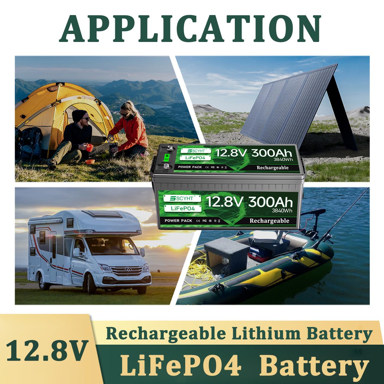 Batería de litio 12,8 V 300 Ah Batería LiFePO4 300 Ah Baterías ciclo profundo 12,8 V Baterías recargables para energía solar y respaldo con BMS para motor 750 W a 3840 W