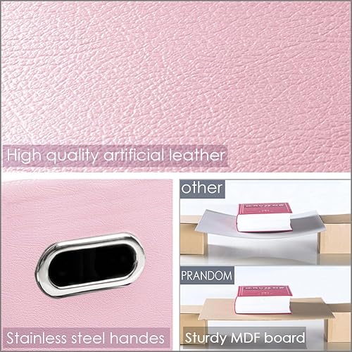 Miniatura 10 de PRANDOM Contenedores plegables de cuero de 11 x 11 pulgadas 2 unidades cestas de almacenamiento de tela cajones con asas de algodón organizador para