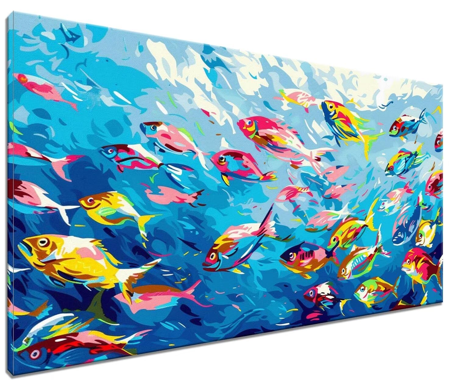 Peinture Par Numéros Fond De La Mer 30x90cm - Kit DIY Animaux Marins Pour Adultes Et Débutants