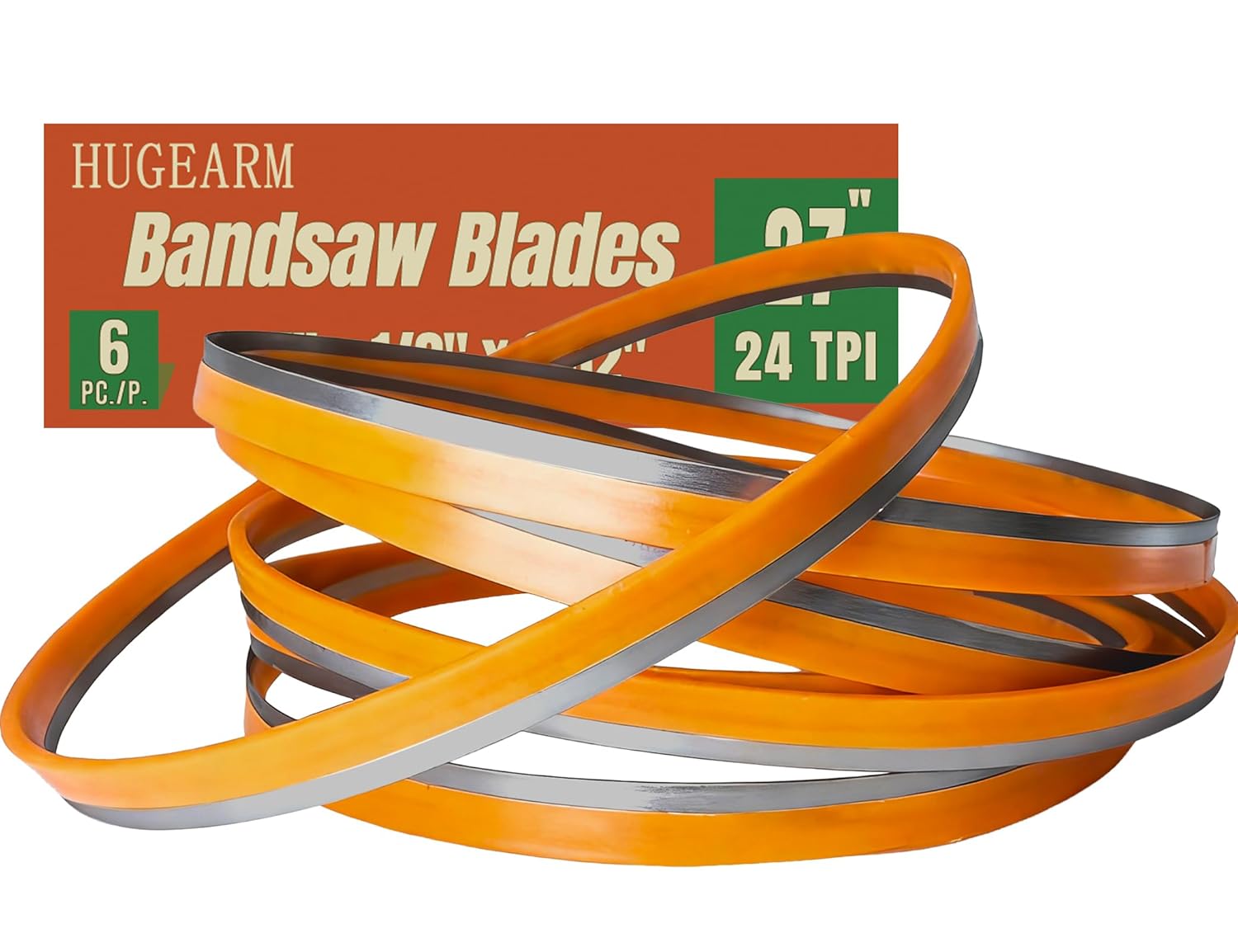 6 Pack Bandsaw Blades 27 Inch for Milwaukee M12 Sub-Compact, Portable Band Saw Blades for Dewalt DCS377, Bi-Metal M42, 27" x 1/2" x 0.02", 24 TPI