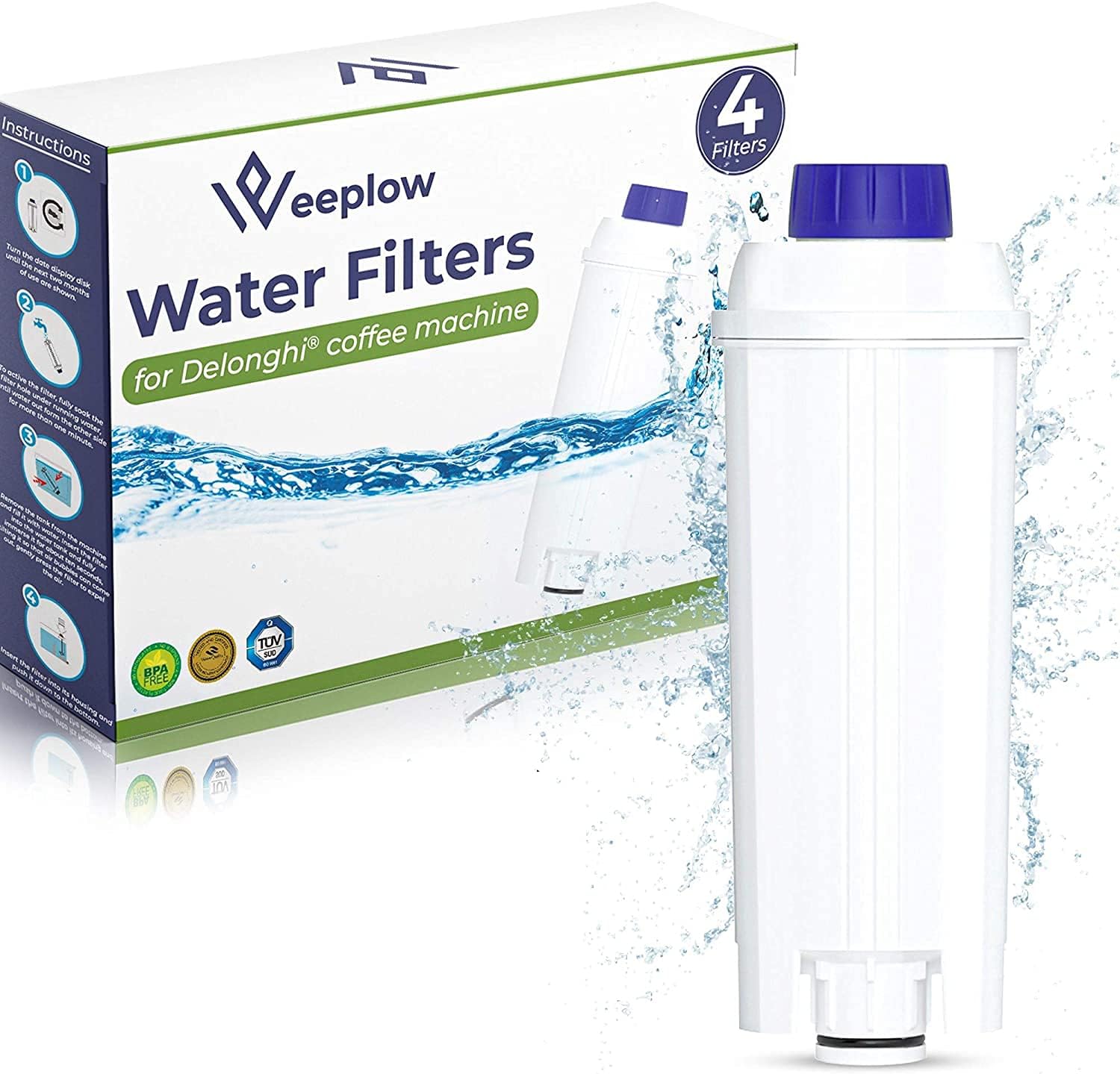 Weeplow 4 Delonghi Water Filters Dlsc002 Compatible With Delonghi Magnifica Dinamica Autentica Primadonna All Ecam Esam Etam Bco Ec Series French Brand Top Quality Amazon De Home Kitchen