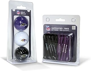Team Golf NFL Logo Imprinted Golf Balls (3 Count) & 2-3/4" Regulation Golf Tees (50 Count), Multi Colored