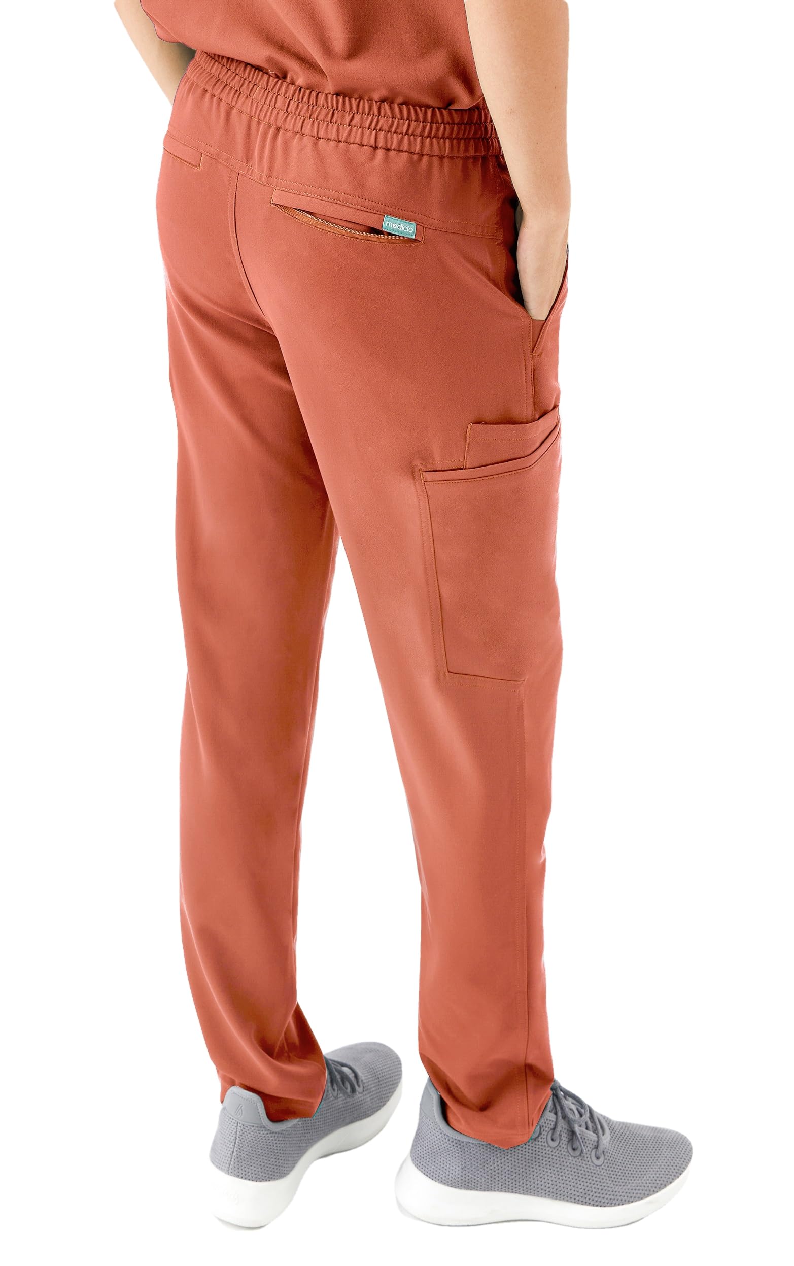 Mediclo Men's Medical Scrub Pants - Sable 7 Pockets Elastic Waist Contrast Drawstring Eco Friendly Sustainable FYSEL Fabric Tapered Leg Workwear Terracotta MB6004RTRC06 M