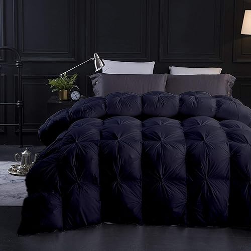 Edredón para todas las estaciones, tamaño King, 102 x 92 pulgadas, 1 edredón plisado de 21.16 ozm y 4 pestañas en las esquinas, 100% algodón