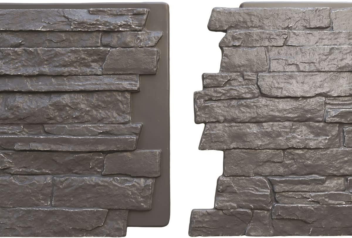 Ekena Millwork 49"W x 25 1/2"H x 1 1/4"D Acadia Ledge Stacked Stone, StoneWall Faux Stone Siding Panel, Slate Gray