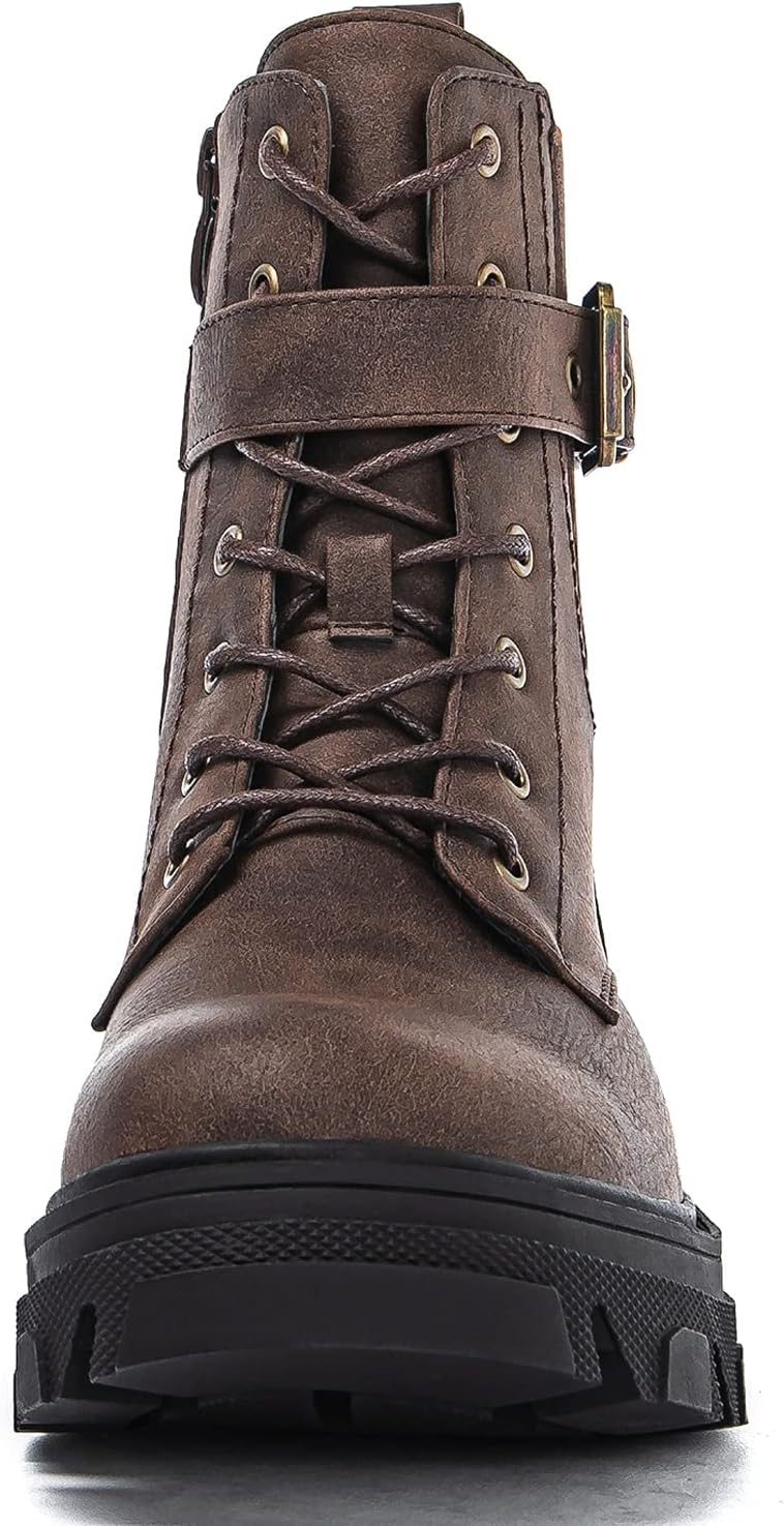 GLOBALWIN Women's Combat Boots Lace Up Ankle Booties Comfortable Lug Sole... - Picture 14 of 46