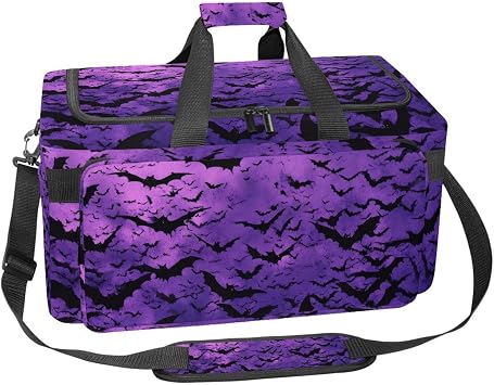 Travel Duffel Bags for Men and Women, Waterproof Weekender Overnight Gym Bags, Halloween Bats