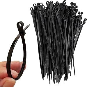 Plastic Cable Ties with Screw Holes (100 Pack) 8 Inch Mount Head Electrical Zip Ties 40 LBS-Black