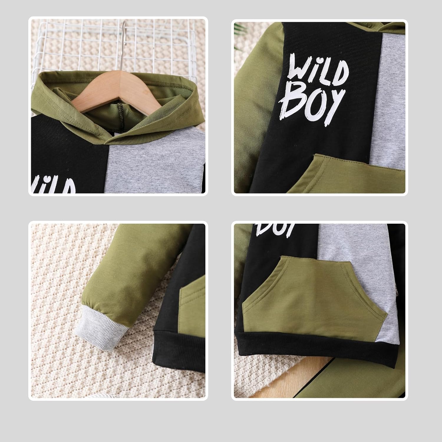 Vitalique 2-6T Toddler Baby Boy Clothes Color Blocking Hoodies + Pants Fall Winter Outfits - Image 7