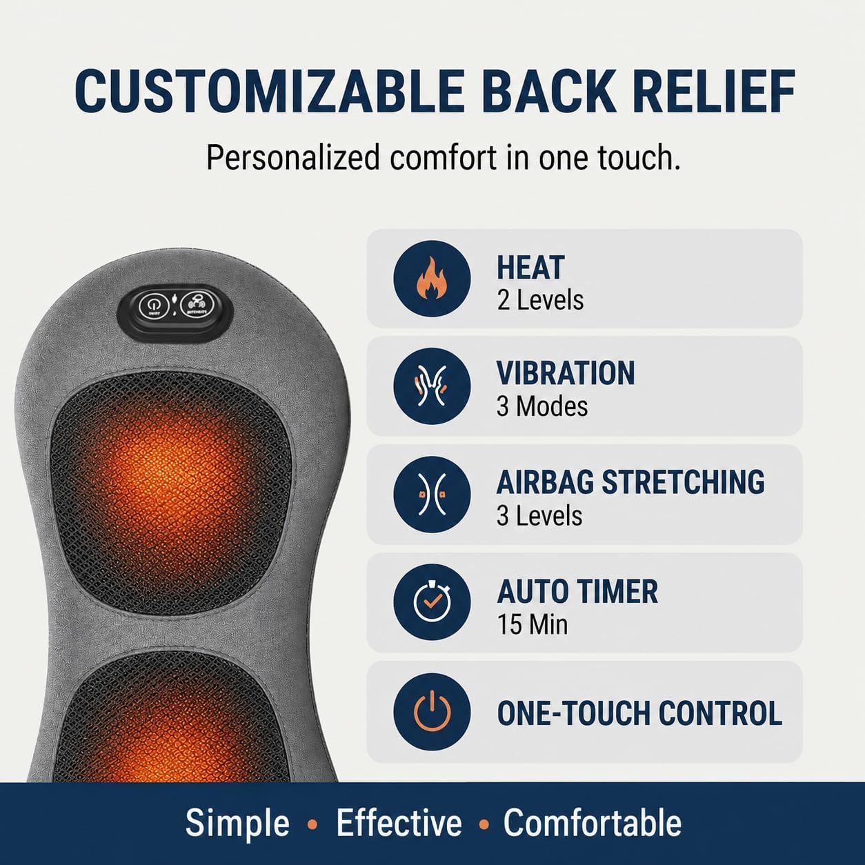 2026 Upgraded 3-in-1 Spine Support Pillow for Sciatica Pain & Lower Back Pain Relief, Triple Fusion Back Massager with Heat, Vibration & Airbag Stretching,Black