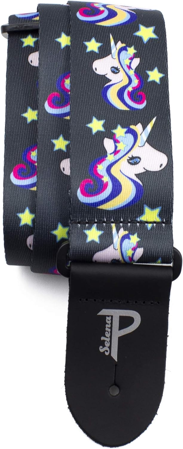 Perri's Leathers Leather Guitar Strap, 39"-58", Rainbow Unicorns, Polyester, Fits Electric, Jacquard, Adjustable, Cool Acoustic Guitar Straps for Electric & Bass