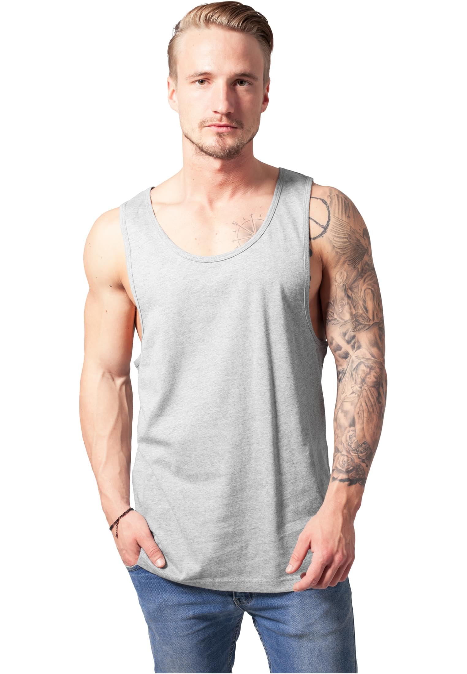 Urban Classics Men's Jersey Big Tank Top Sports Shirt, Grau (H.Grey), M