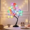 Árbol de rosas artificial iluminado, lámpara de mesa con 24 LED multicolor, rojo | Lámpara de mesa con árbol de flores con 18 colores cambiantes para decoración de bodas, regalo para mujer en San Valentín, Día de la Madre, Navidad 7