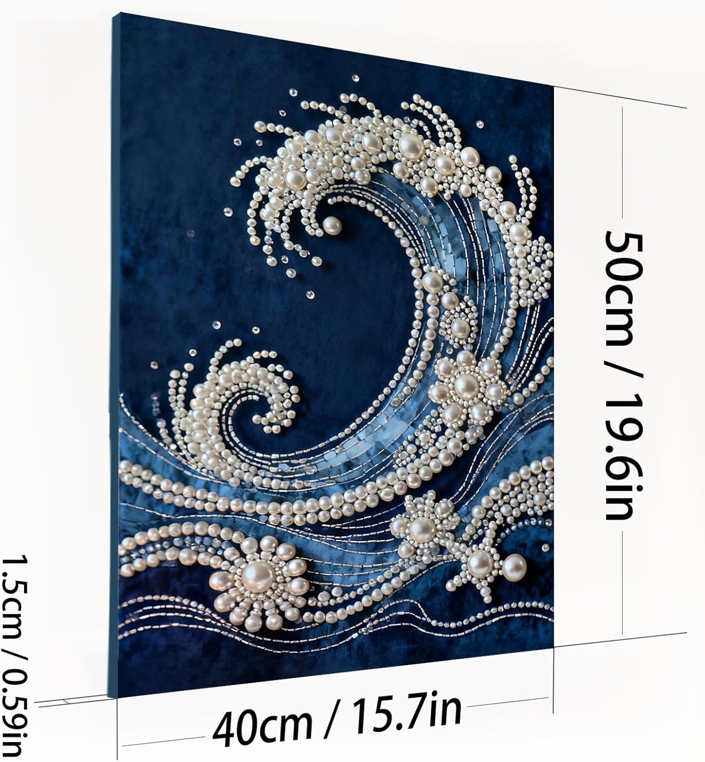 DIY Diamond Pearl Painting Kit for Adults, Flower 3D Pearl Painting Craft with Wooden Frame 40x50cm, Beginner Friendly Home Wall Decor Art, Gift for Women Men Housewarming (Wave-01)