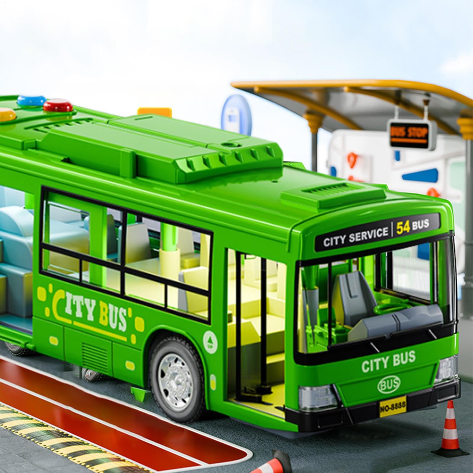 Mbiyhgta City Bus Toy, Large Bus Toy, Educational City Stagecoach Buses - Image 4