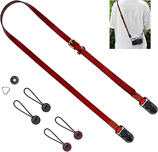 [Yullmu] カメラストラップ カメラネックストラップ アンカーリンクス 本革 3層構造 三角リング付き 調節可能 一眼レフ・ミラーレス用 レトロブラウン