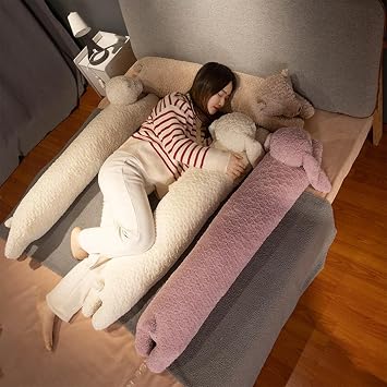 Bear Plush Pillow - 47 inch Long Plush Bear - Birthday, Christmas, Valentine's Day Gift for Kids Boys Girls (White)