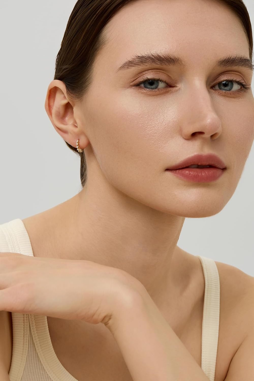 14K Gold Small Huggie Earrings for Girls,925 Sterling Silver Gold Hoops Earrings Trendy Chunky CZ Pin Earrings Jewelry Gifts for Girls - Image 5