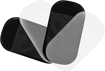 4 x Lilware Antislip Sticky Mat Antideslizante Estera Pegajosa para el Salpicadero del Coche o Cualquier Otra Superficie. 2 x Negro y 2 x Transparente Esteras - Pad Lavables en Gel Silicona para Equip