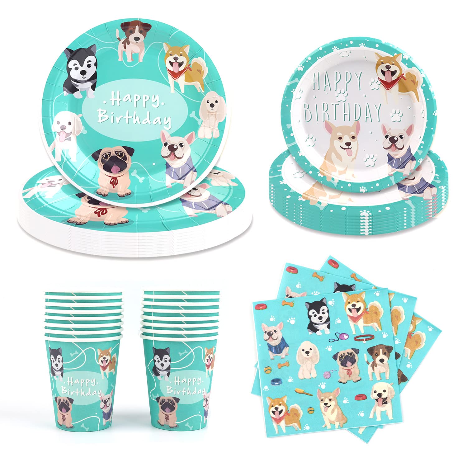 Vaisselle De Fête Animaux Jungle - 40 Pièces Pour 10 Invités, Assiettes Et Gobelets !