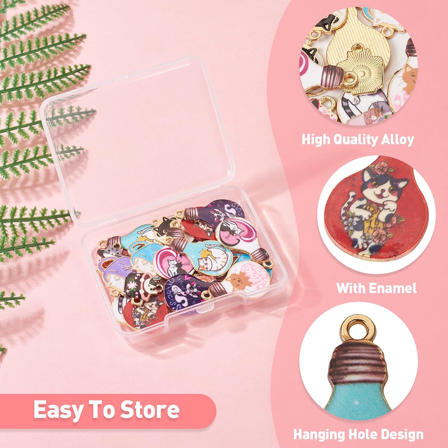 24pcs Bulb Cat Charms Coffee Cup Kitten Pendants Cute Tea Cup Earrings Necklace Bracelet Keychain Jewelry Making Kit image 4