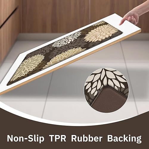 Miniatura 33 de Juego de 2 tapetes de cocina acolchados antifatiga, impermeables, antideslizantes, tapete de espuma viscoelástica, tapete cómodo para fregadero