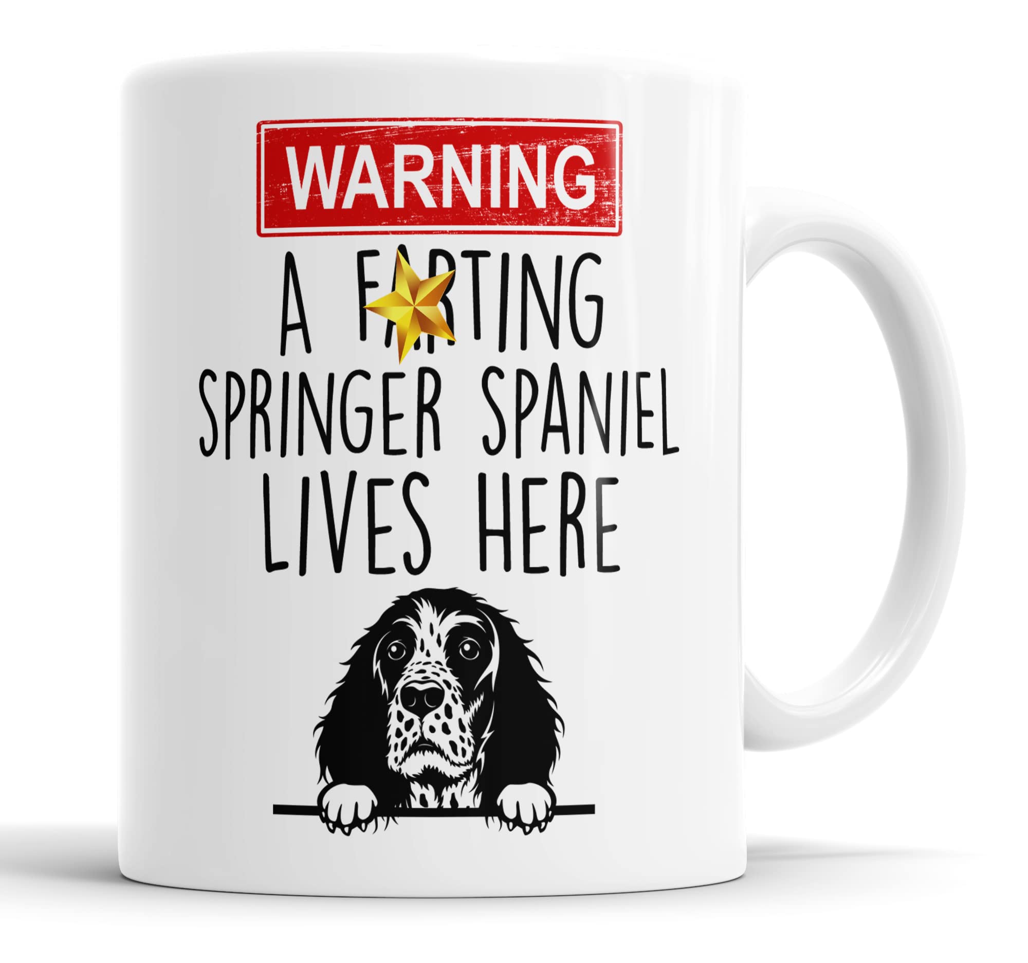 Faithful Prints Springer Spaniel Warning A Lives Here Mum Dad Mug Dog Dad Springer Spaniel Dad Cup Friend Funny Gift for Birthday Christmas, Springer Spaniel Mum Mug