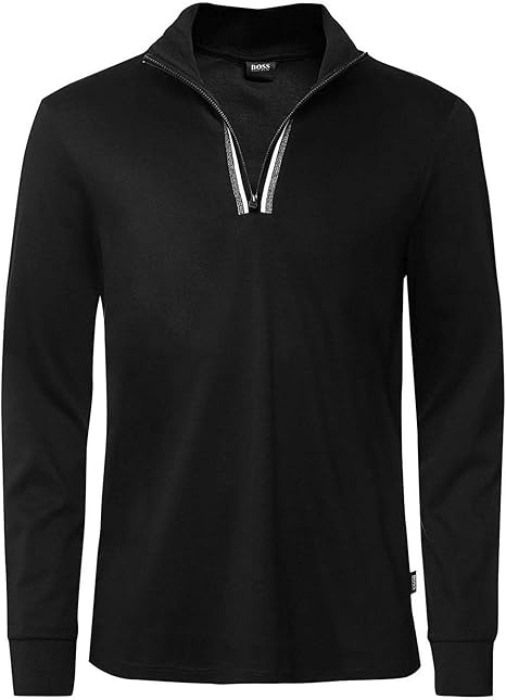 Hugo Boss Tenore 11 Mercerised Top with Zip Neck Black 50436560 XL : Amazon.co.uk: Clothing
