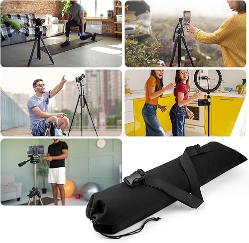 Miniatura 7 de Funda de transporte de viaje para trípode de teléfono y palo de selfie, bolsa de almacenamiento de trípode de nailon con correa compatible con