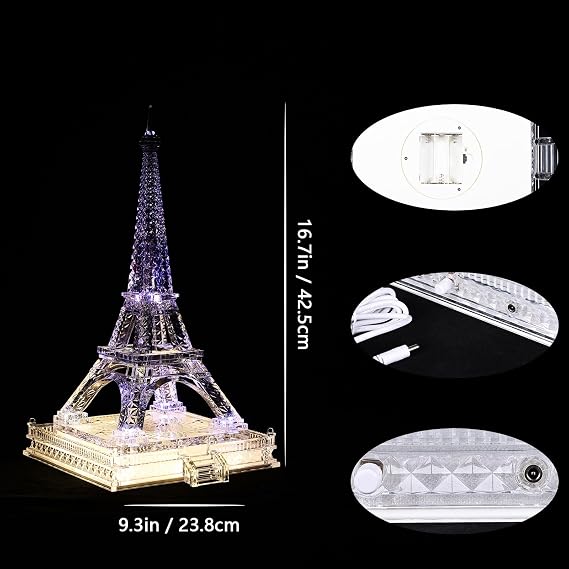 Luxury Acrylic Eiffel Tower Decor - 17 Large Crystal Clear Paris Landmark Statue,Modern Architectural Model for Office Desk Centerpiece,Premium Housewarming Gift for Architecture Lovers (Clear)
