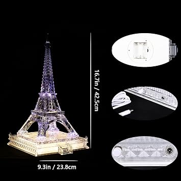 Luxury Acrylic Eiffel Tower Decor - 17 Large Crystal Clear Paris Landmark Statue,Modern Architectural Model for Office Desk Centerpiece,Premium Housewarming Gift for Architecture Lovers (Clear)