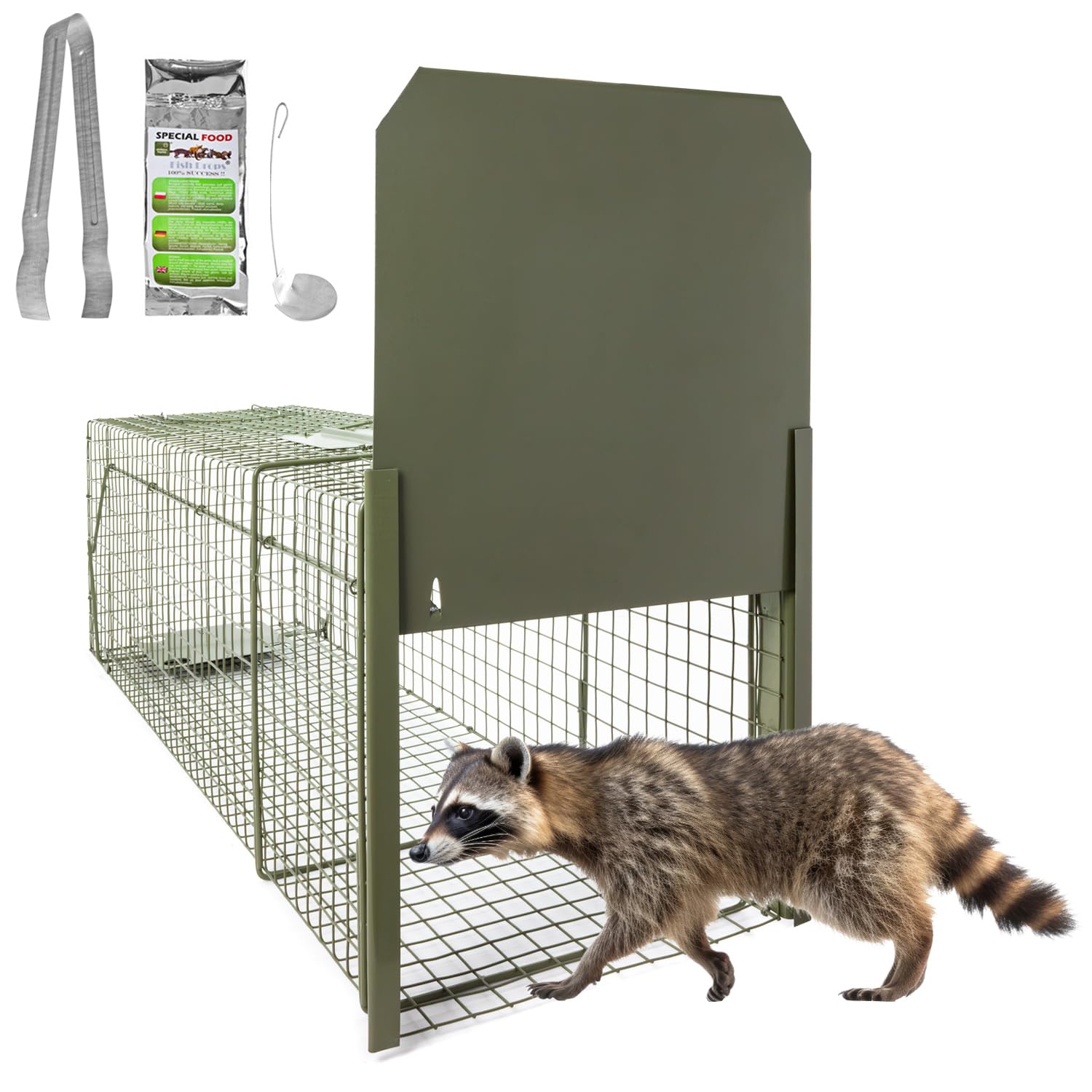 Petigi Lebendfalle Grün Drahtfalle Marder Lebend Wiesel Garten Kaninchen Abwehr Umsiedeln Falle Haus Zubehör Ratte Vertreiben Dachboden Rattenfalle 102 x 29 x 31 cm