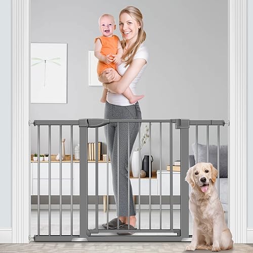 RONBEI puerta de seguridad de 515pulgadas con cierre automático para puertas y escaleras para bebés y mascotas puerta extraancha resistente y de