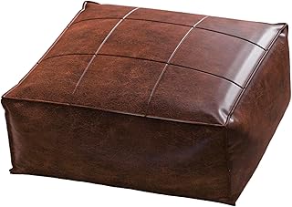 Vintage Leather Floor Cushion,Thick Square Floor Seating Ottoman, Waterp...