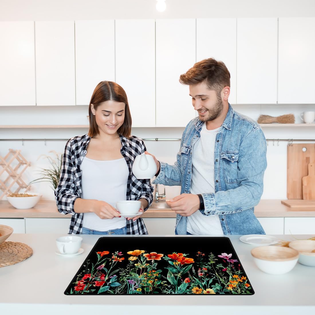 AHANDMAKER Electric Stove Cover, 20.47x28.35" Stove Top Cover for Electric Stove, Foldable Glass Cooktop Protector, Non-Slip Top Protector Mat for Electric Stove, Washer and Dryer(Flower)